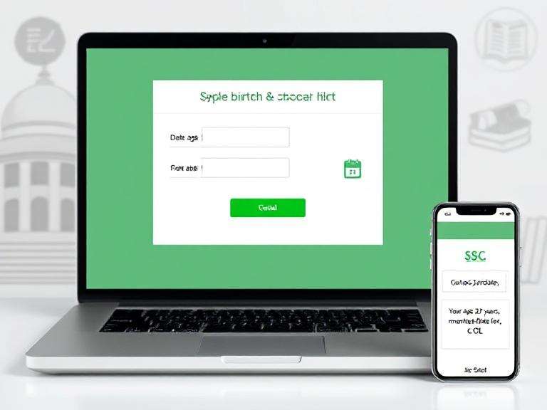 Responsive interface of age calculator for SSC CGL showing eligibility result on laptop and mobile screen