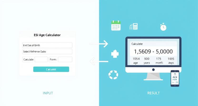 How the ESI Age Calculator works showing input form and detailed age results in years, months, and days.